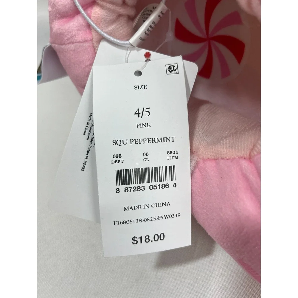 Squishmallows Peppermint Pink Hot Cocoa Plush Slippers Kids Size 4/5 New